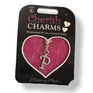 Cherish Charms Initial Monogram P Name Bracelet Charm Silvertone Silver Tone NEW